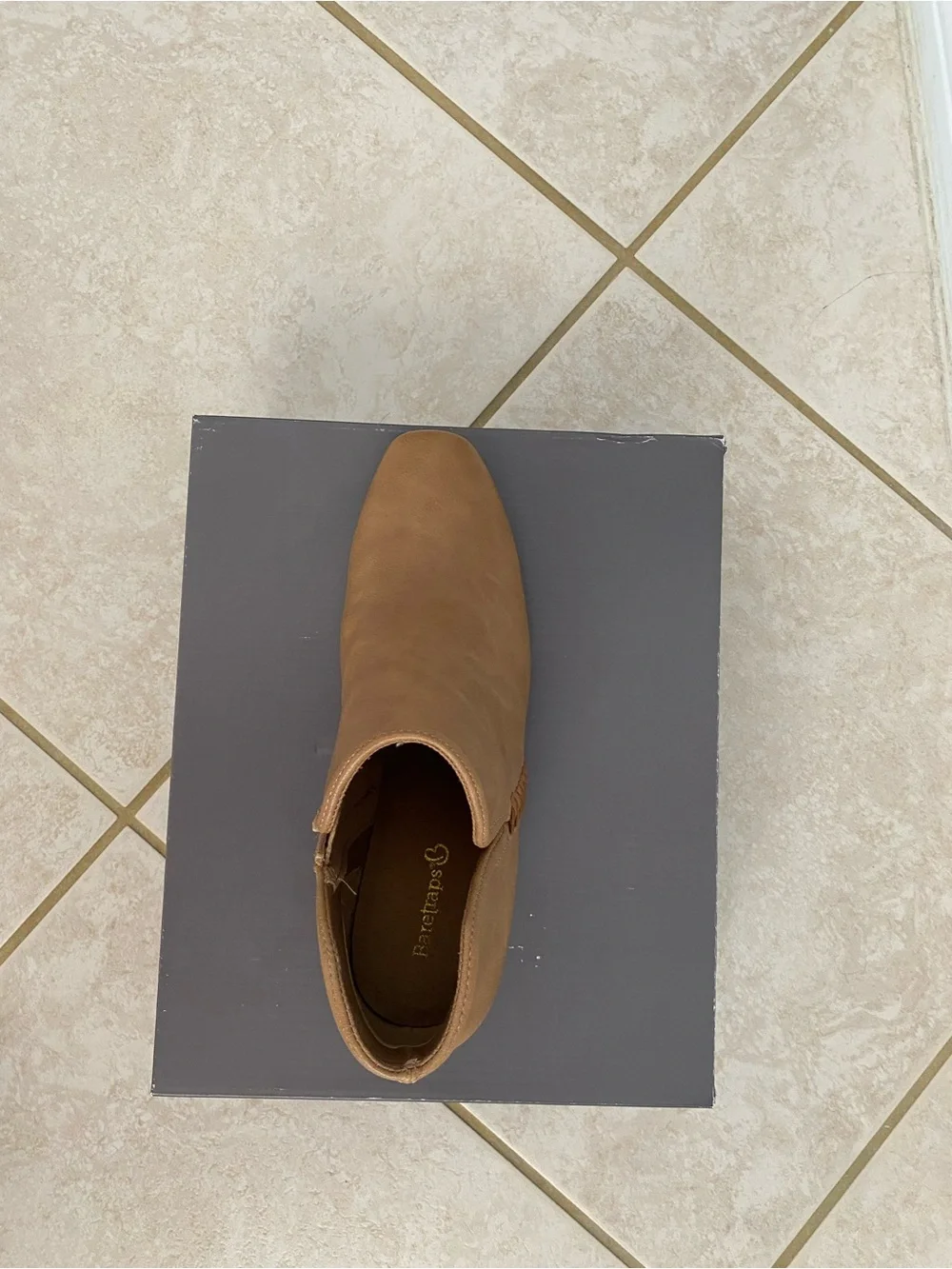 Style & Co. Tan Cognac Ankle Booties Block Heel Side Zip NIB
